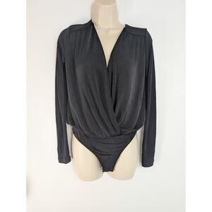 Intimately Free People Womens Thong Bodysuit Sz S Long Sleeve V Neck Witchy